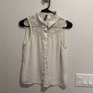 H&M Cream Lace Detail Blouse